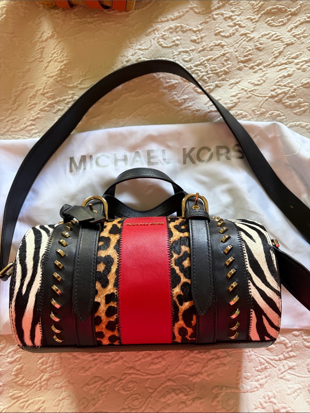 MICHAEL KORS Leather with Haircalf Barrel Bag - Picture 3 of 15